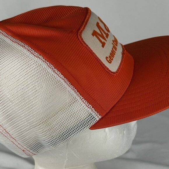 Vintage M & M General Contractors Orange Mesh Snapback Trucker Hat Cap Patch USA - Picture 3 of 7
